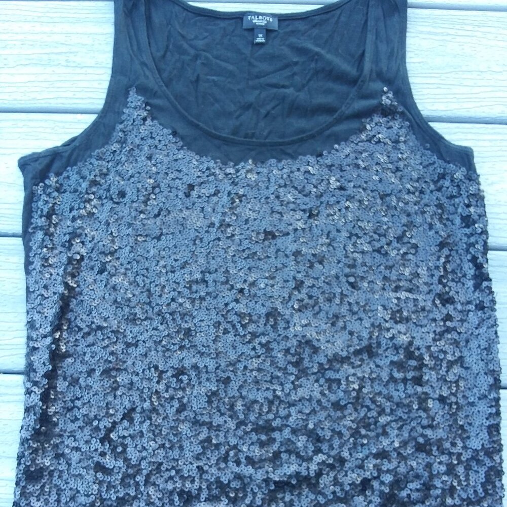 Talbot Black Sati Sequin Sleeveless Top